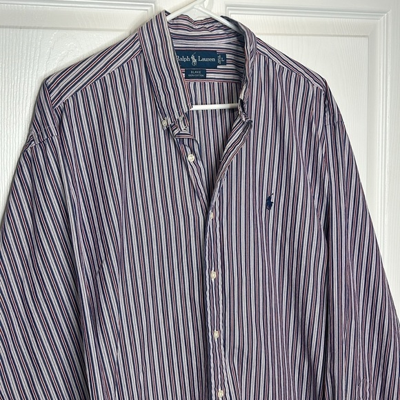 Ralph Lauren Blake Men's L Red White Blue Striped Long Sleeve Button Down Shirt - Picture 4 of 7
